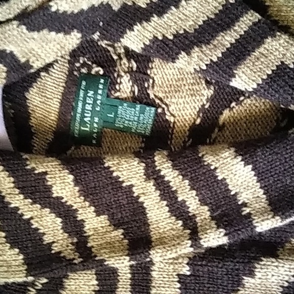 RALPH LAUREN ANIMAL PRINT KNIT WRAP CARDIGAN,SIZE LARGE - Picture 3 of 6